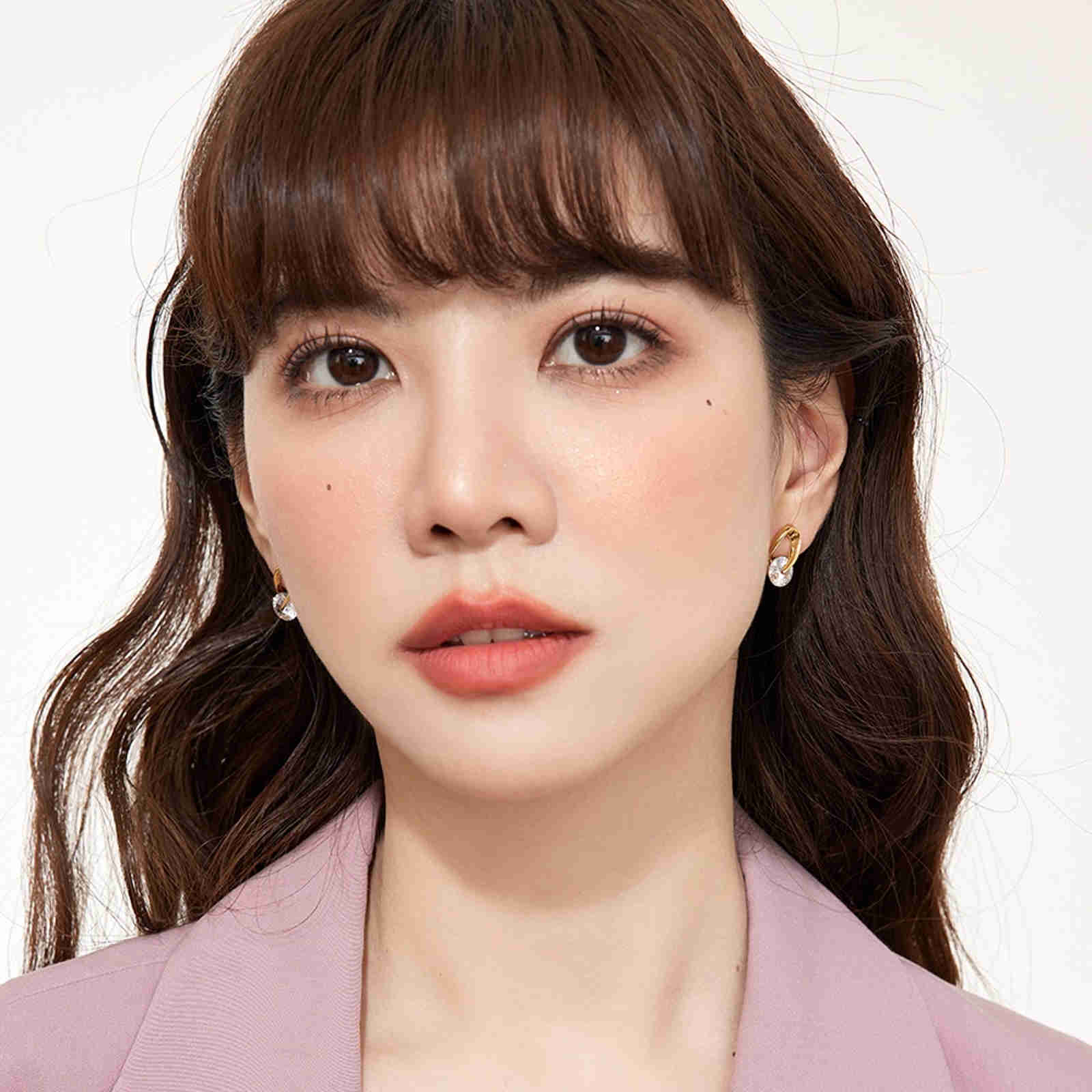 Petite Crystal Drop Earrings Gold and Silver Hoop Stud Earrings with Silver Pin