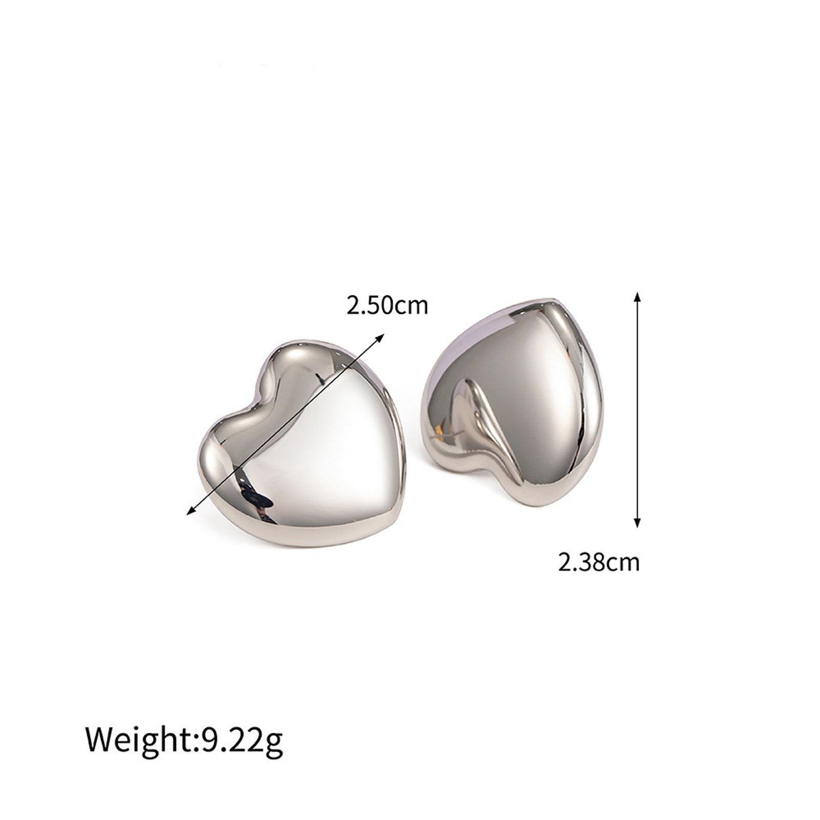 Gold Silver Stud Earrings 14K Gold Plated Heart-shape Stud Earrings with S925 Pin