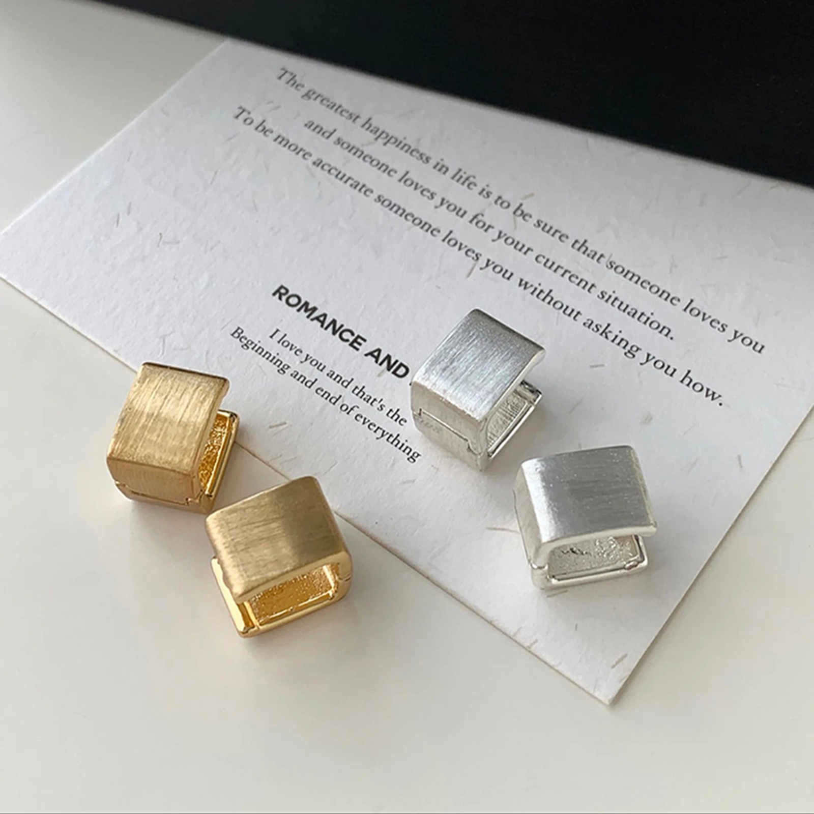 Suqare Hoop Earrings Gold and Silver Thick Wide Band Huggie Earrings for Men