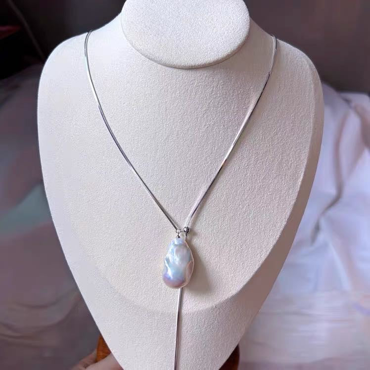 Super Big AAA Freshwater Baroque Pearl Necklace Chain 78cm Long Real Pearl Chain for Dress and Sweater (13-18mm Pearl)