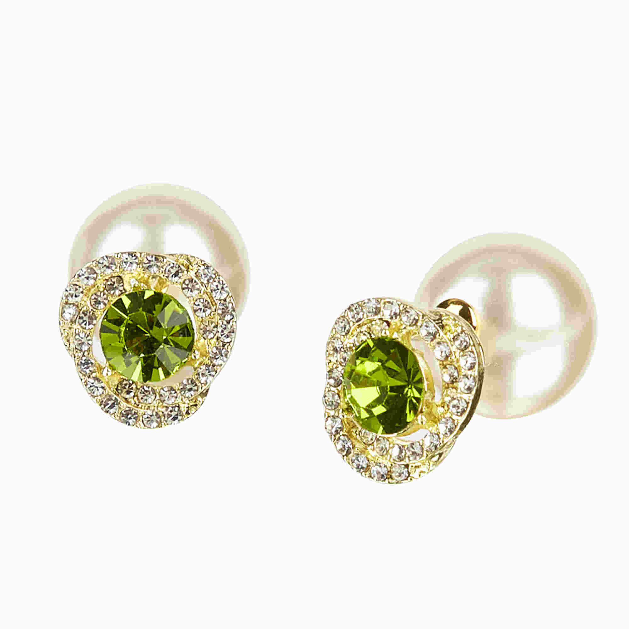 Boucles d'oreilles à tige en perles et cristal, à deux côtés, en argent S925