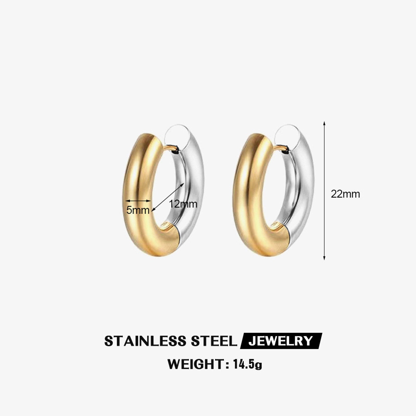 Gold Silver Hoop Earrings Silver Chunky Earrings S925 Silver Pin For Men and Women