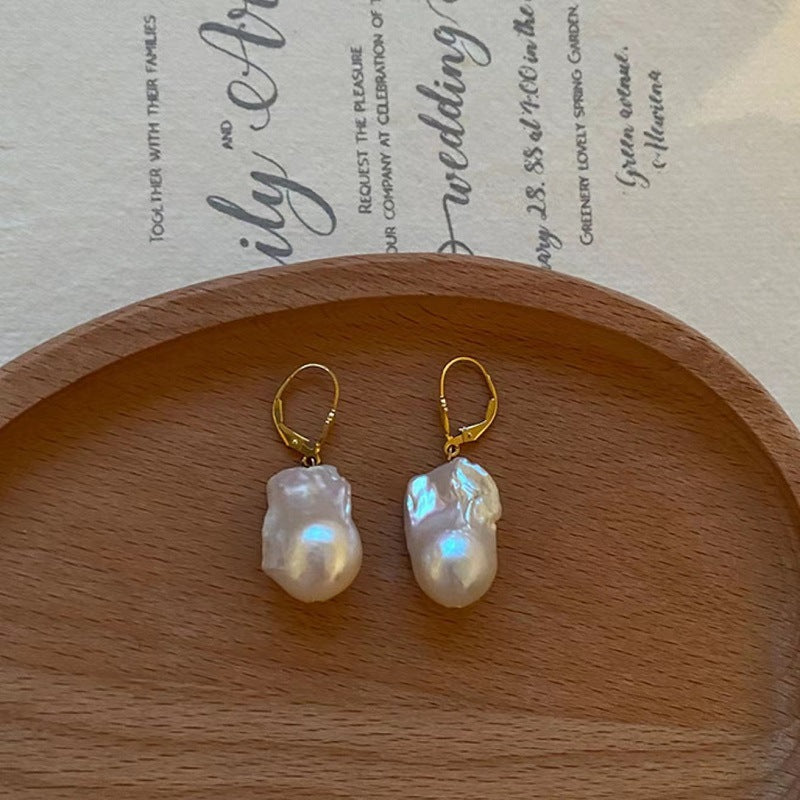 Natural Real Baroque Pearl Earrings 10-12mm Big Baroque Pearl Drop Earrings with S925 Sterling Silver Pins