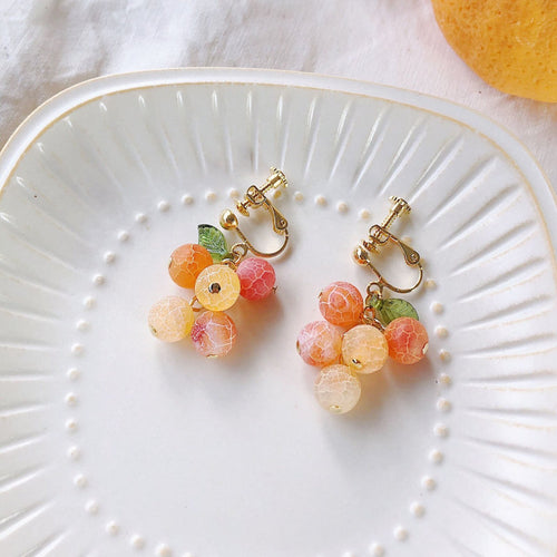 Colorful Fruits Dangle Earrings Candy Earrings Clips For Girls Geometric French Hook Earrings