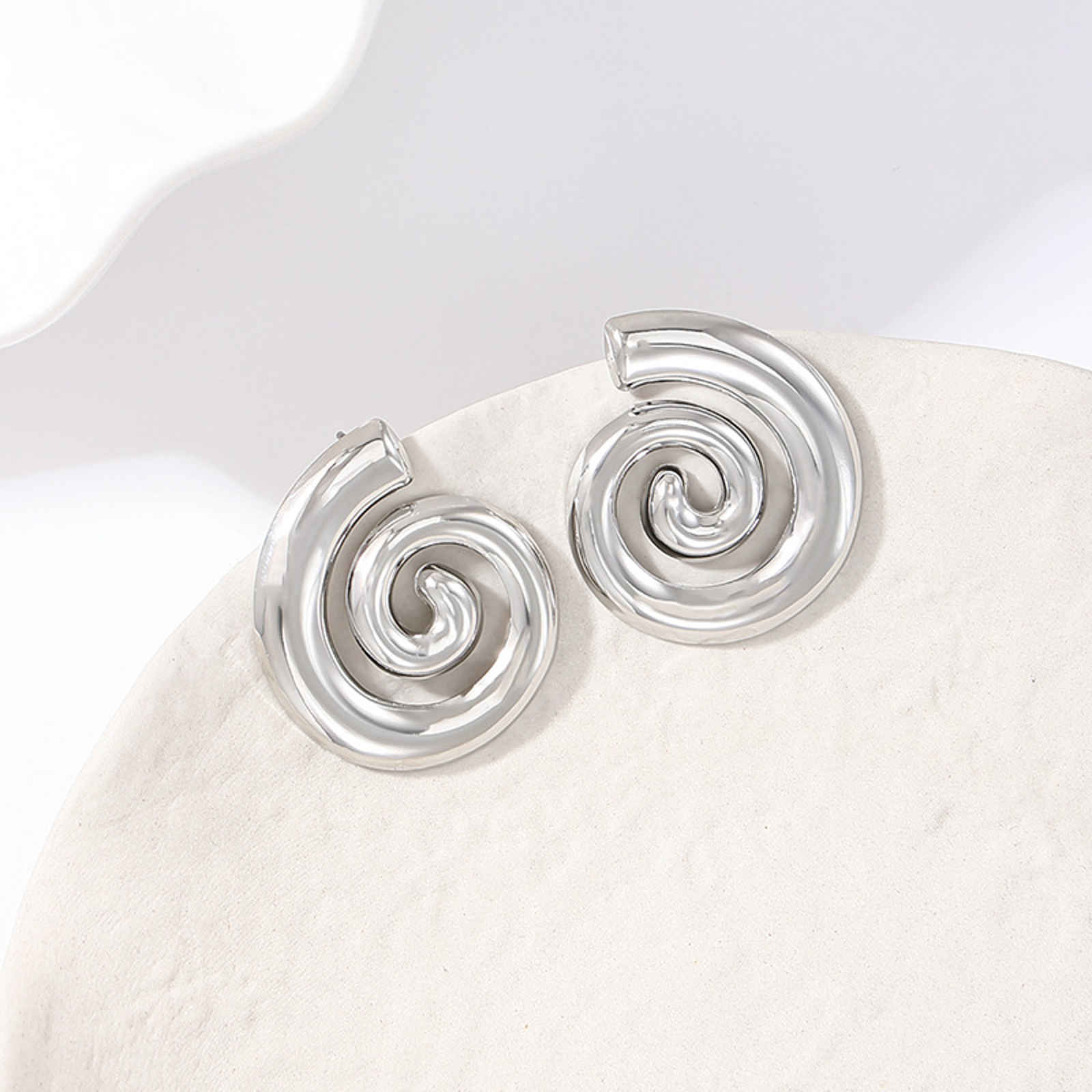 Gold and Silver Big Stud Earrings Sea Snail Holiday Fashion Earrings