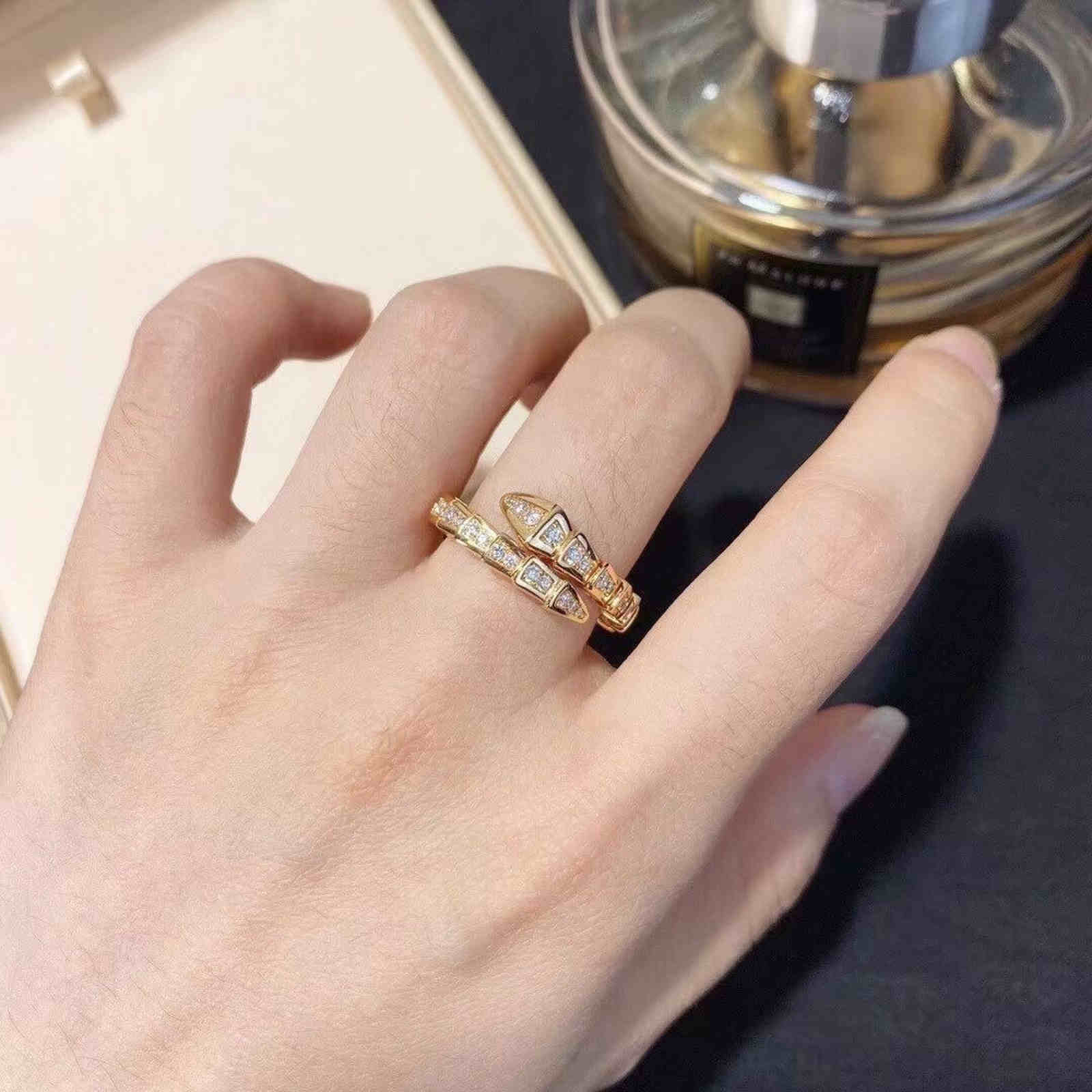 Diamond Snake Rings Gold and Silver Plated Crystal Open Ring Size Adjustable