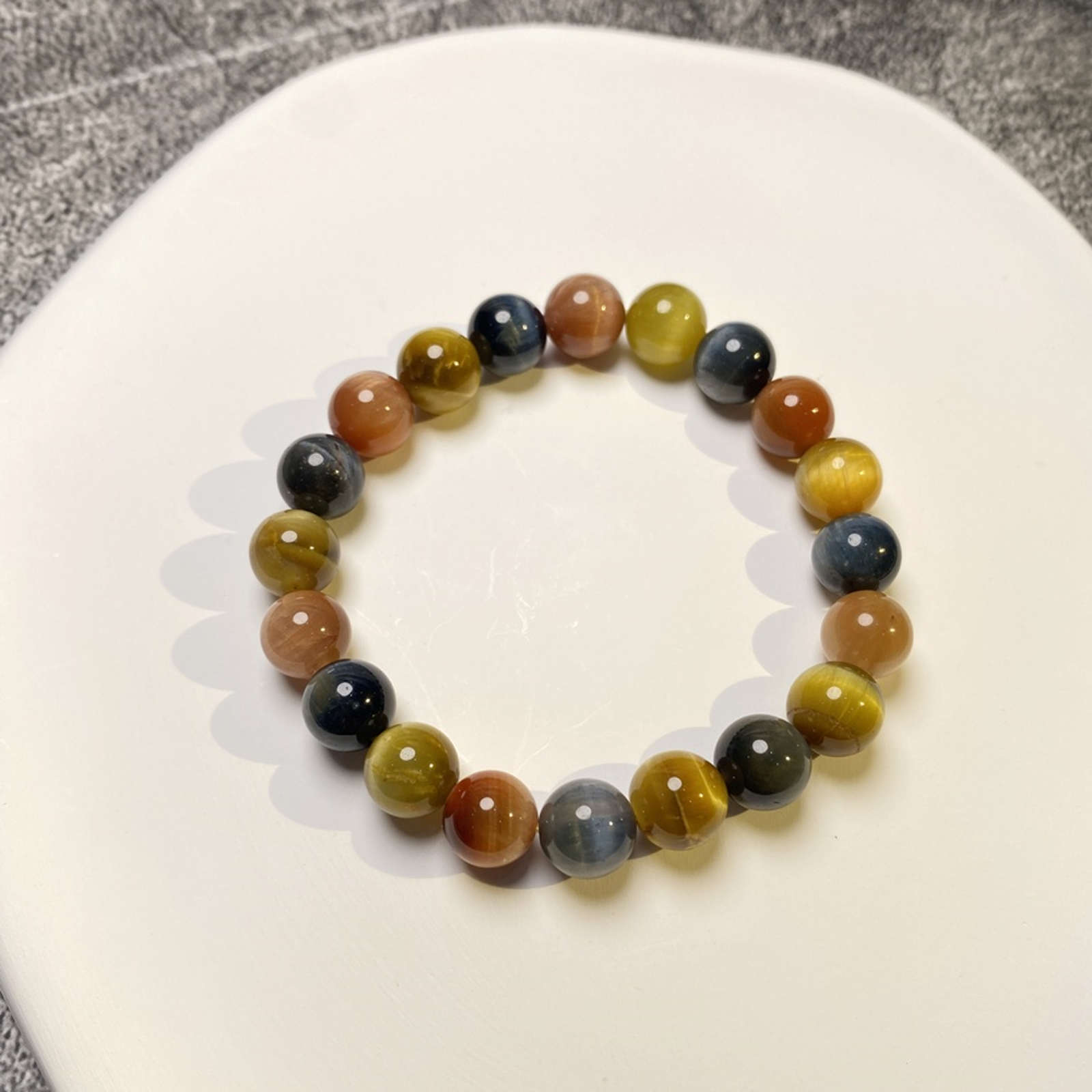 Natural Tiger's Eye Stone Bracelet 8-14mm Luxury Bracelet Strong Elastic Rope