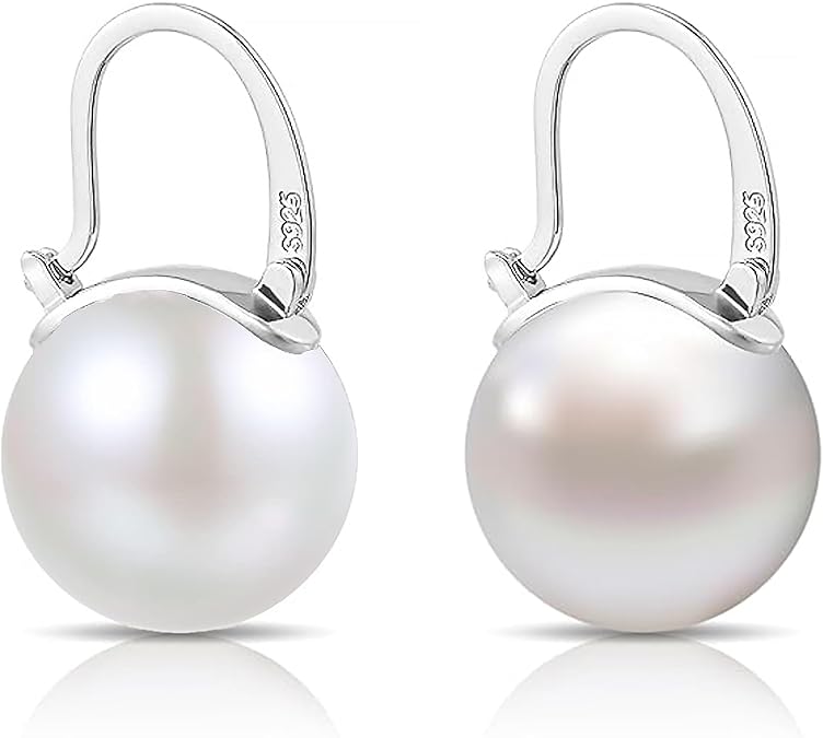 Elegant 14mm Big Pearl Drop Earrings S925 Clasp | Available in White, Champagne, Grey, Gold and Black | Pearl Drop Earrings