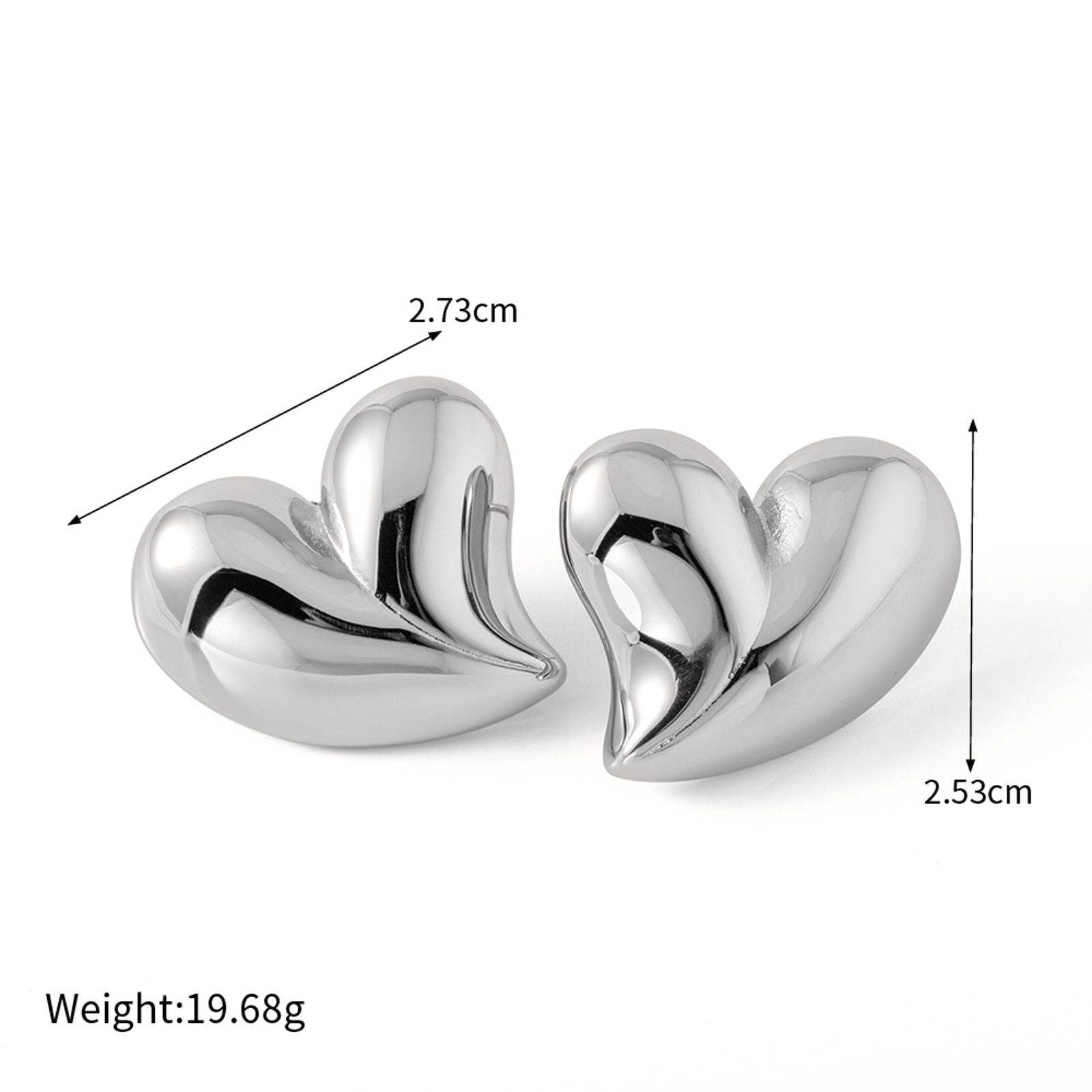 Gold Silver Stud Earrings 14K Gold Plated Heart-shape Stud Earrings with S925 Pin