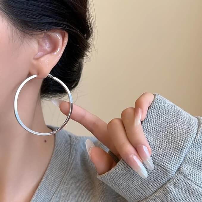 Super Large Hoop Earrings Glitter Gold and Silver Hoop with Silver Pin