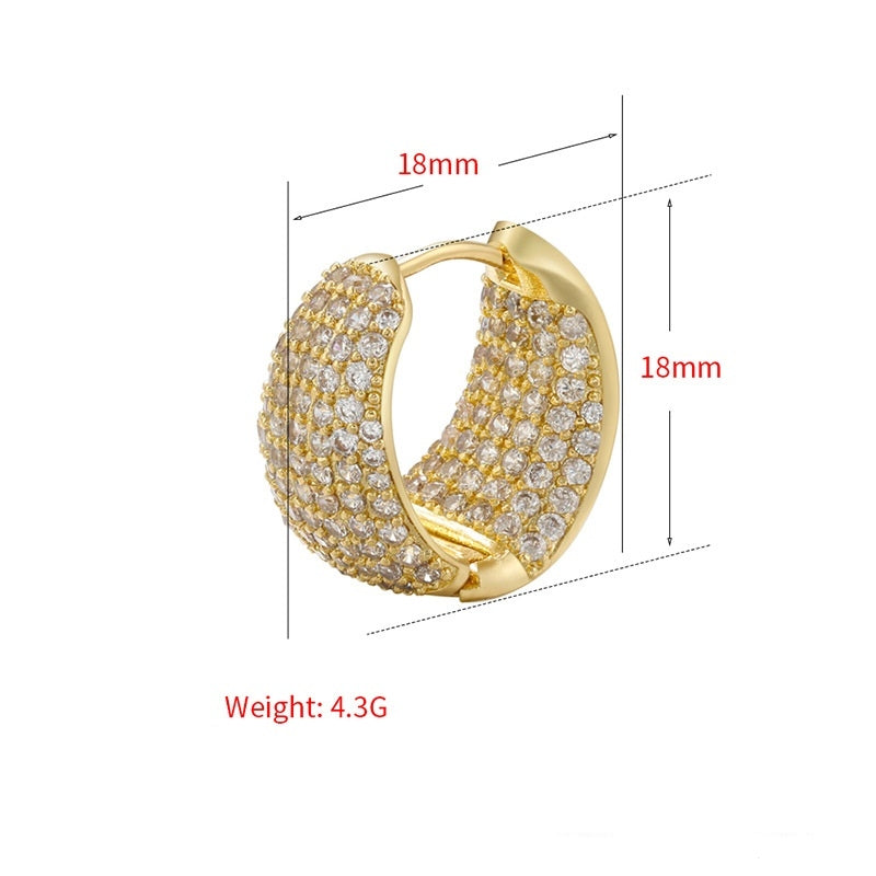 Pendientes de aro gruesos grandes de 18 mm Pendientes de aro de diamantes Huggie en oro y plata