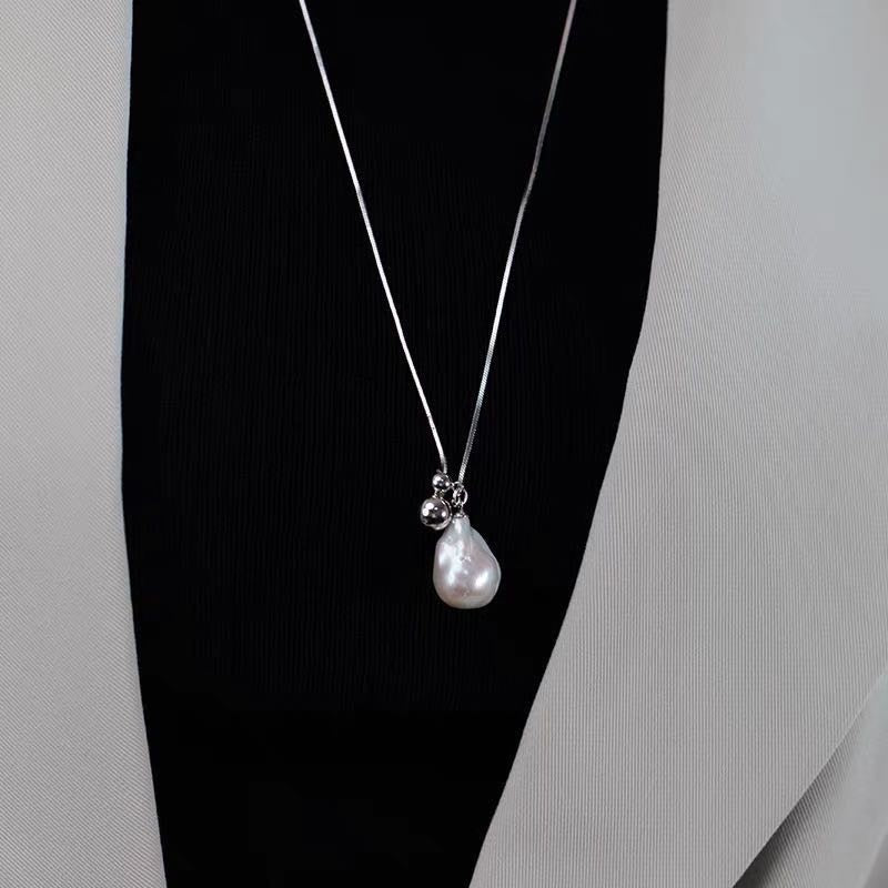 Super Big AAA Freshwater Baroque Pearl Necklace Chain 78cm Long Real Pearl Chain for Dress and Sweater (13-18mm Pearl)