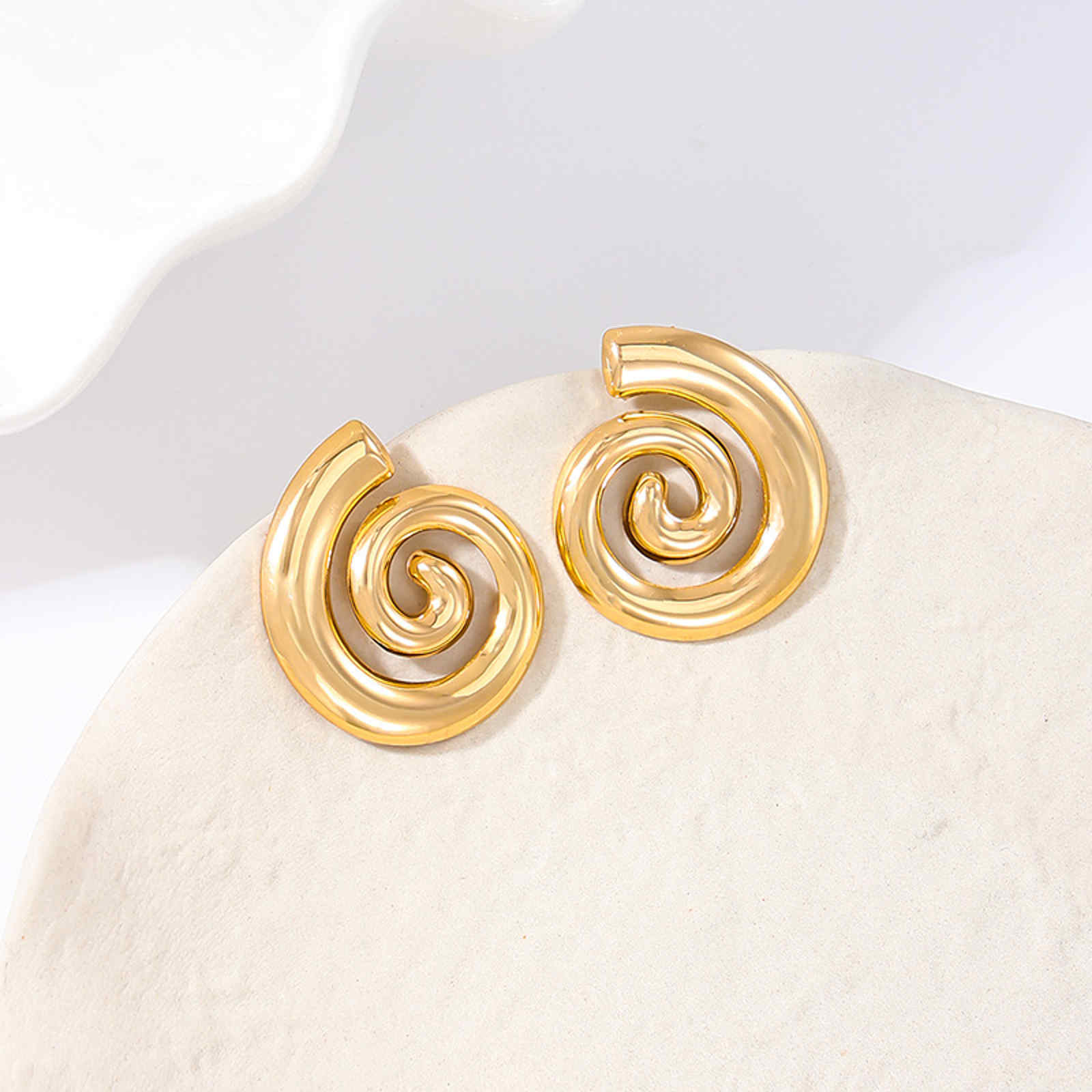 Gold and Silver Big Stud Earrings Sea Snail Holiday Fashion Earrings