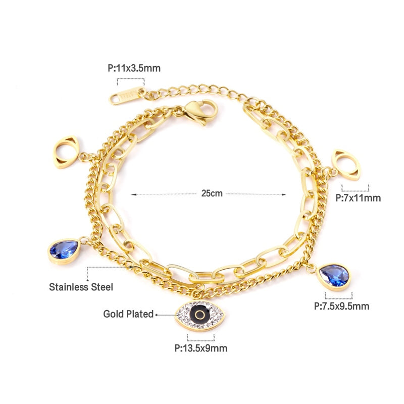 Gold Lucky Eye Bracelet Fashion 14K Gold Plated Bracelet