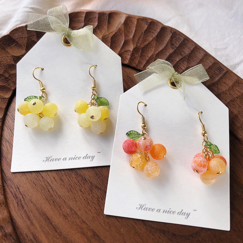 Pendientes colgantes de frutas coloridas, pendientes de caramelo, Clips para niñas, pendientes geométricos de gancho francés