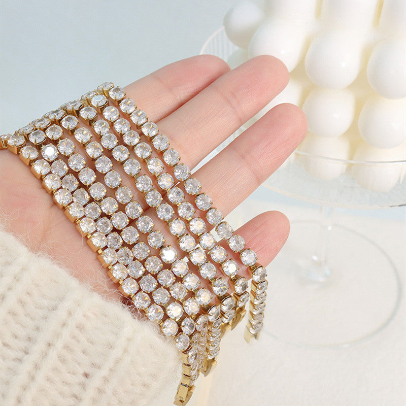 Tennis Bracelet Cubic Titanium Crystal Bracelets In 18K Gold Plated