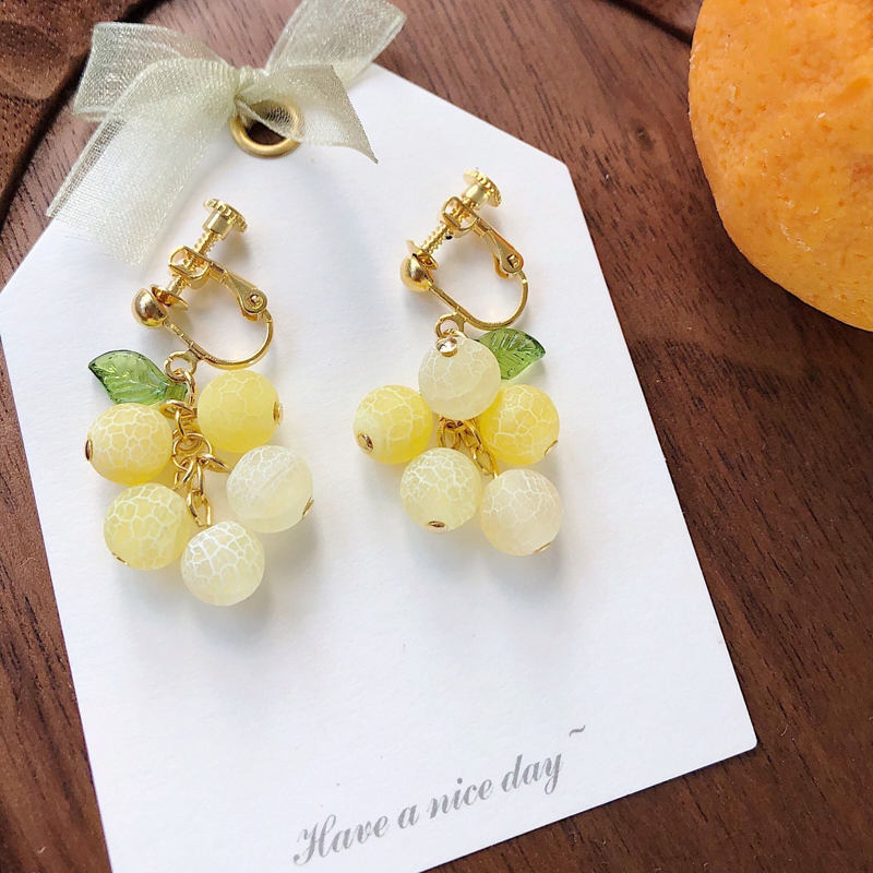 Pendientes colgantes de frutas coloridas, pendientes de caramelo, Clips para niñas, pendientes geométricos de gancho francés