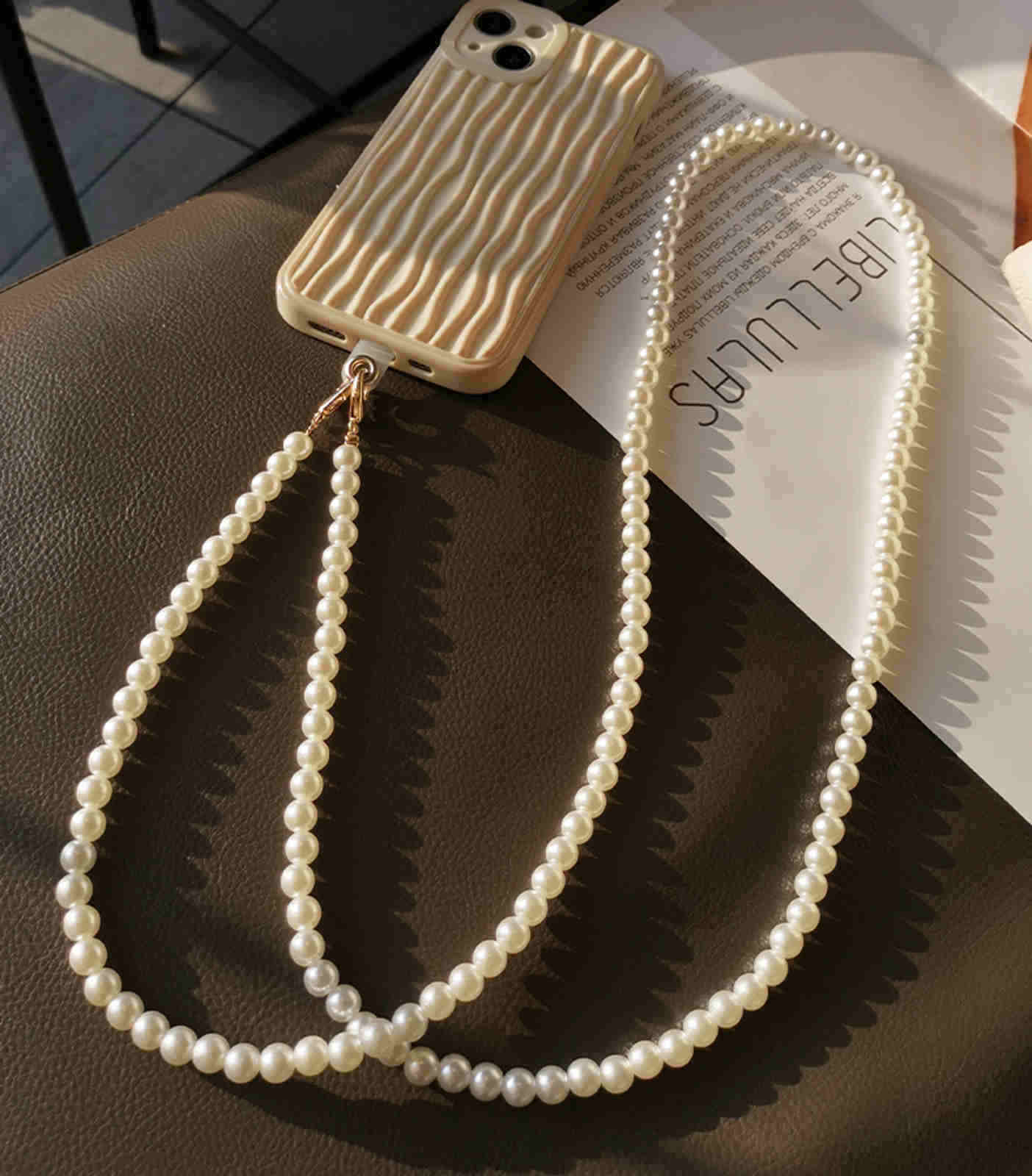 Crossbody Phone Chain Long Pearl Chain Crossbody Phone Strap Case Mate 120cm Long