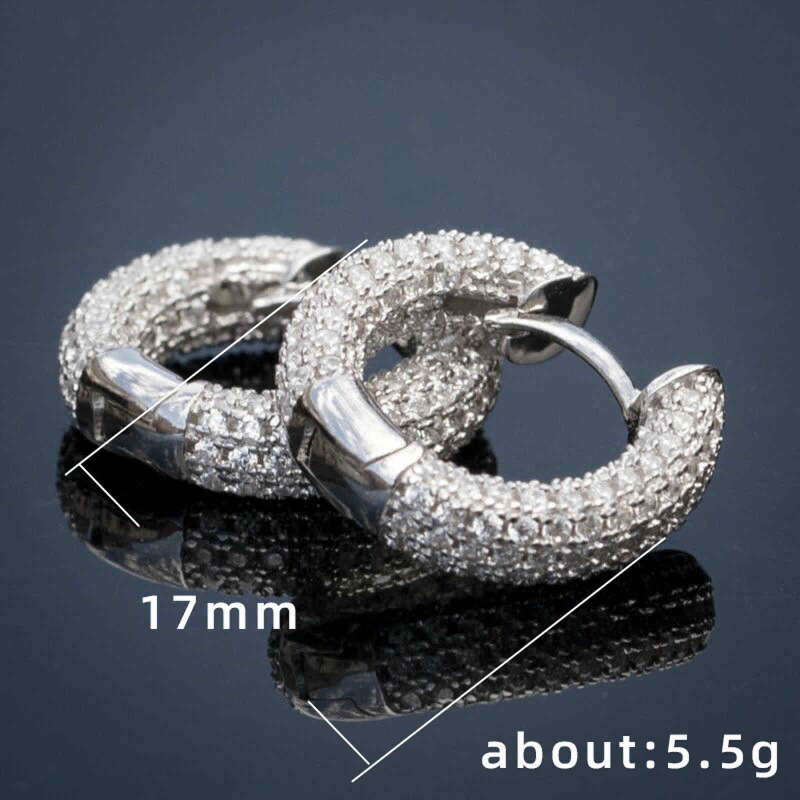 Chunky Hoop Earrings for Men Huggie Diamond Hip-Hop Earrings in Gold Silver and Rose Gold