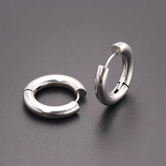 Gold Silver Hoop Earrings Silver Chunky Earrings S925 Silver Pin For Men and Women