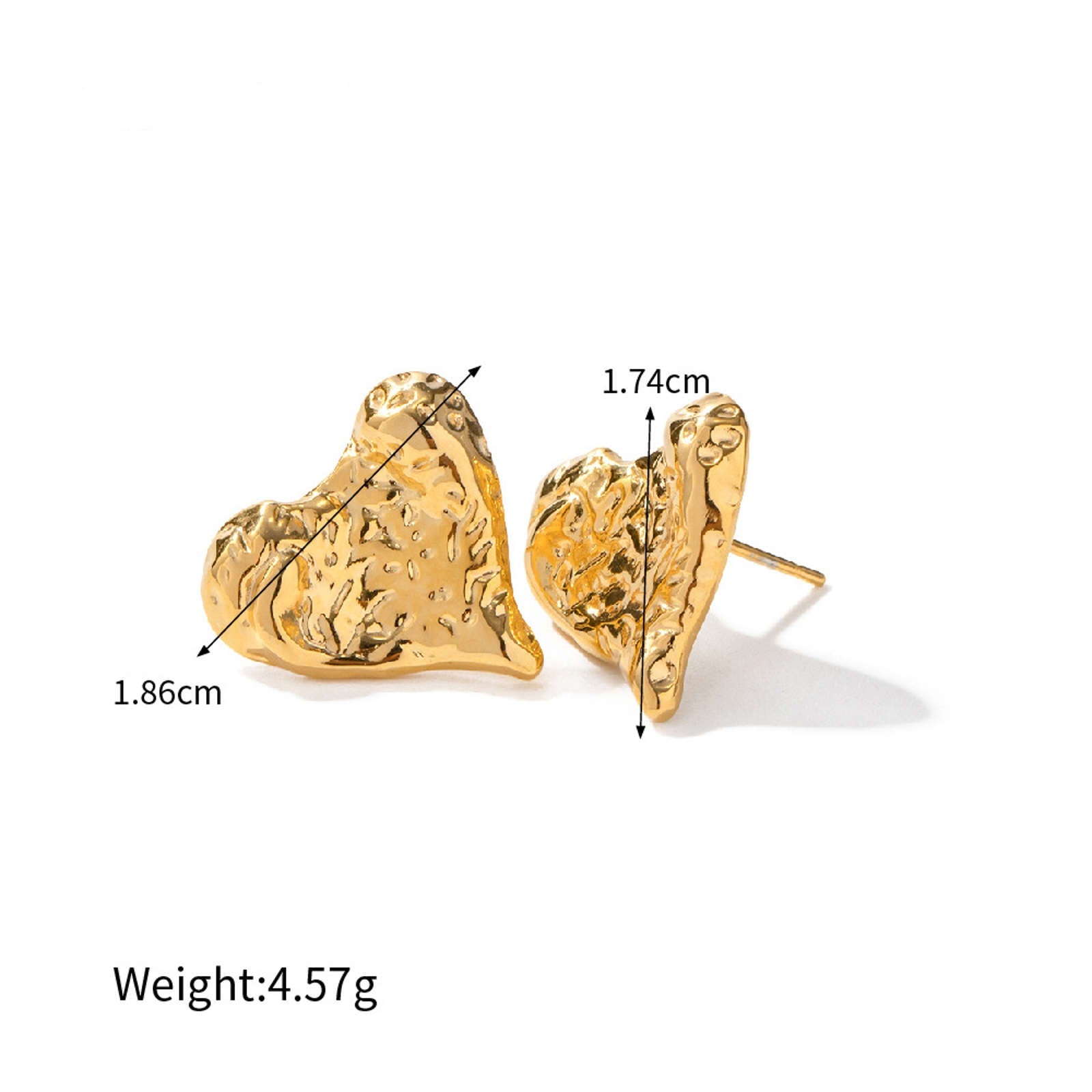 Gold Silver Stud Earrings 14K Gold Plated Heart-shape Stud Earrings with S925 Pin