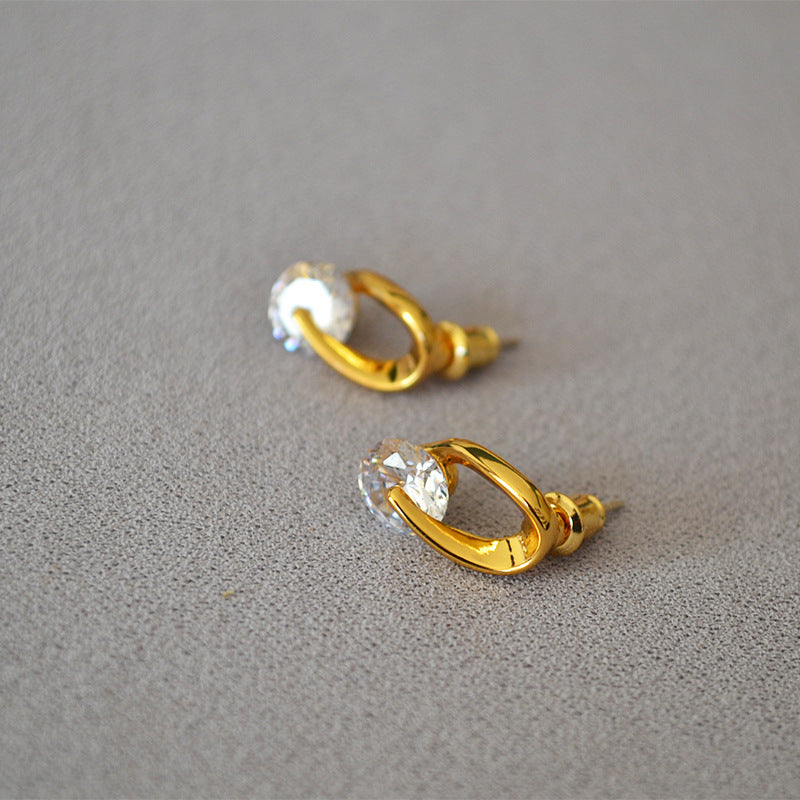 Petite Crystal Drop Earrings Gold and Silver Hoop Stud Earrings with Silver Pin