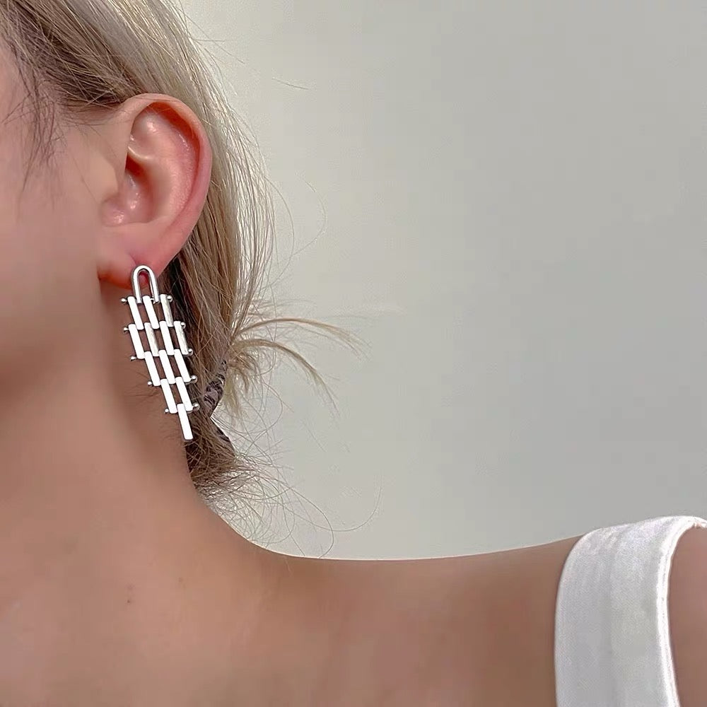 Gold and Silver Tassel Earrings Luxury Dangling Earrings with S925 Silver Pin