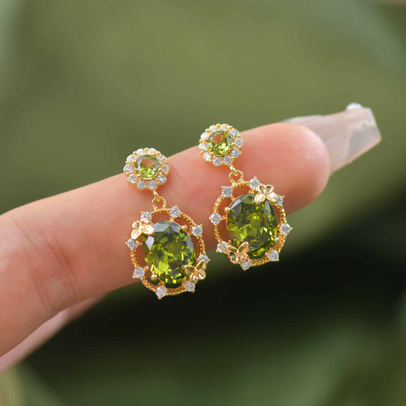 Peridot Stone Jewelry Set Peridot Earrings Bracelet Necklace and Rings Olivine Stone Jewelry