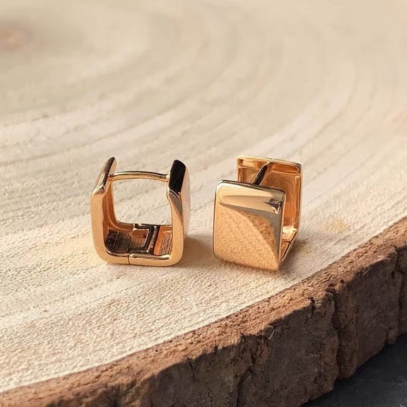 Suqare Hoop Earrings Gold and Silver Thick Wide Band Huggie Earrings for Men