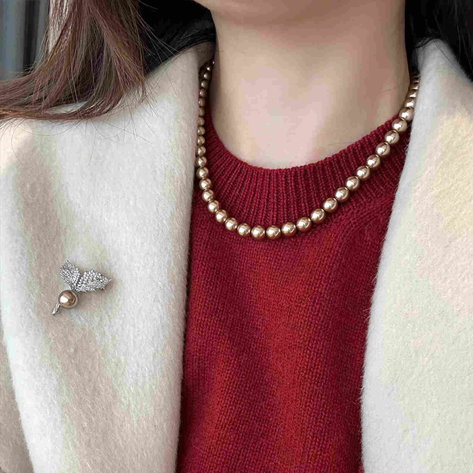 10mm High Luster Shell Pearl Necklace White Gray Mocha Necklace with Luxury Clasp