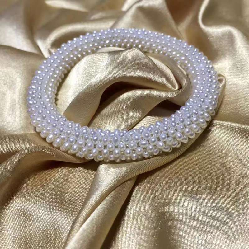 Handmade AAA Freshwater Pearl Bracelet High Luster Multi Strand Pearl Bangle Best Gift to Mom