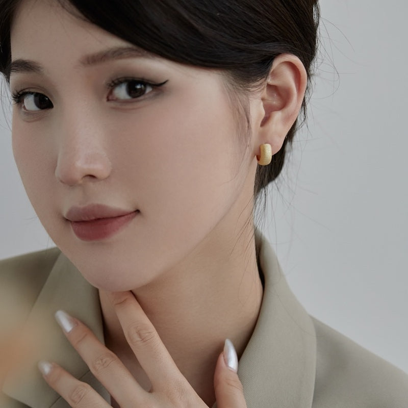 Boutique Brass Hoop Earrings Matte Gold Hoop and Silver Hoop Earring Studs