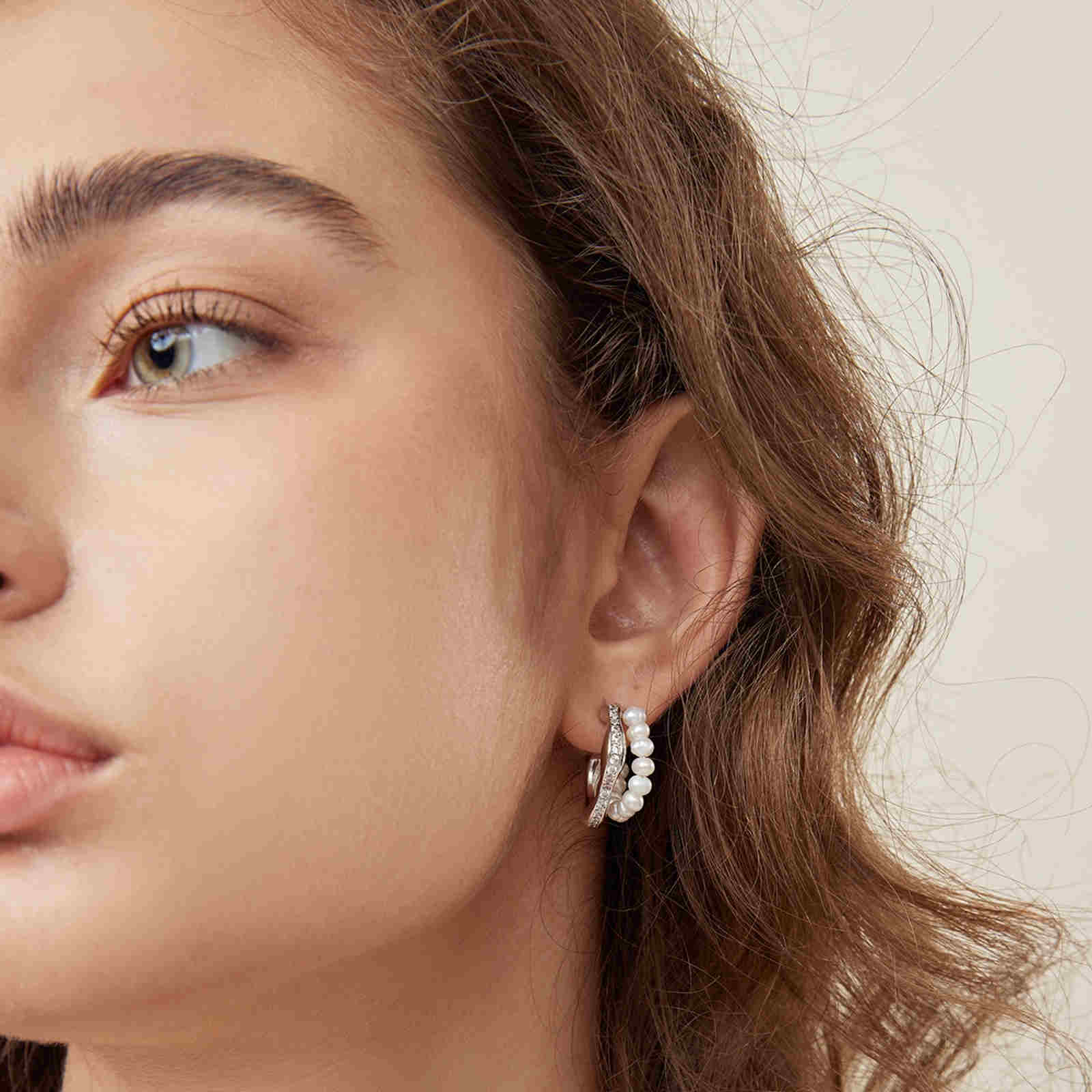 Pearl Hoop Earrings | Gold and Silver Diamond Hoop Earrings | Irregular Hoop Earrings for Women