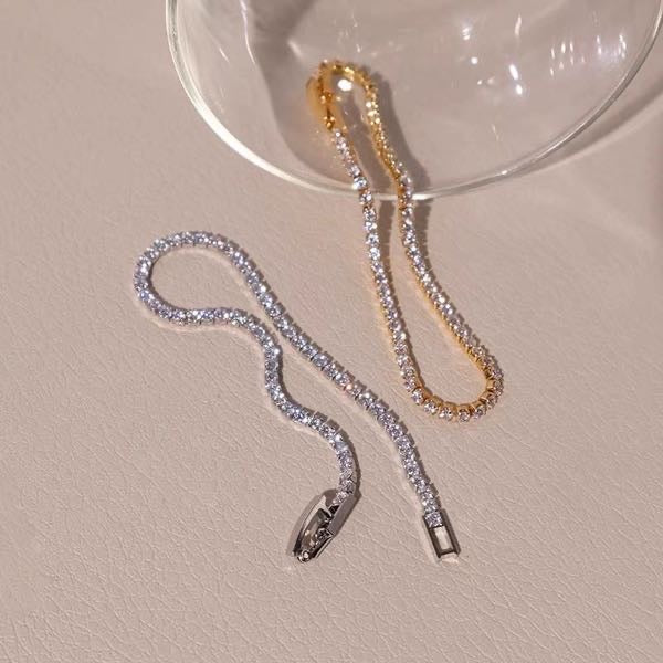 Super Shiny Diamond Bracelet Gold and Silver Tennis Bracelet with Silver Clasp 17cm for Women and Men