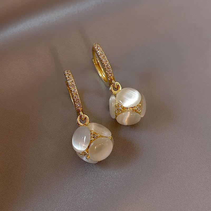 Shiny Luxury Opal Earrings Crystal Dangle Earrings