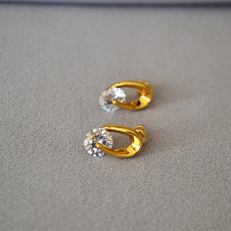 Petite Crystal Drop Earrings Gold and Silver Hoop Stud Earrings with Silver Pin