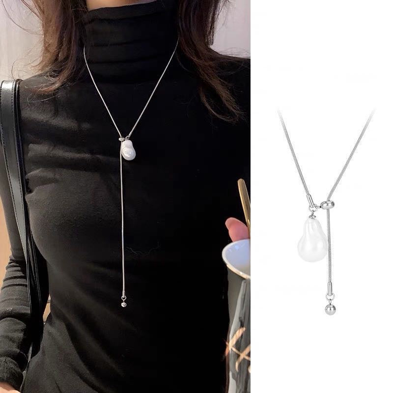 Super Big AAA Freshwater Baroque Pearl Necklace Chain 78cm Long Real Pearl Chain for Dress and Sweater (13-18mm Pearl)