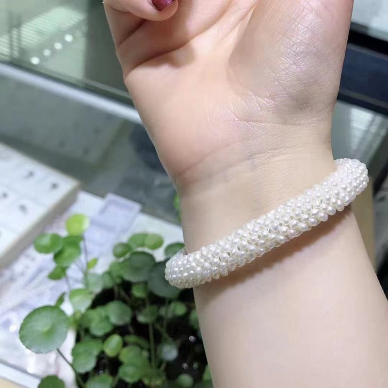 Handmade AAA Freshwater Pearl Bracelet High Luster Multi Strand Pearl Bangle Best Gift to Mom