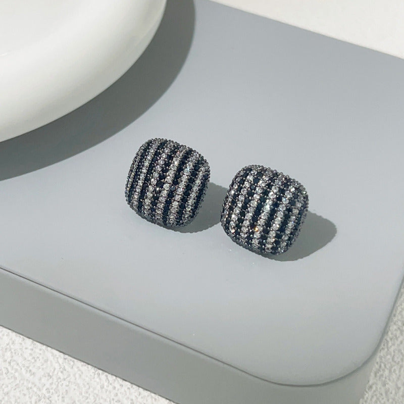 Pendientes de cristal cuadrados verdes, pendientes Huggie de diamantes de oro blanco con pasadores de plata S925