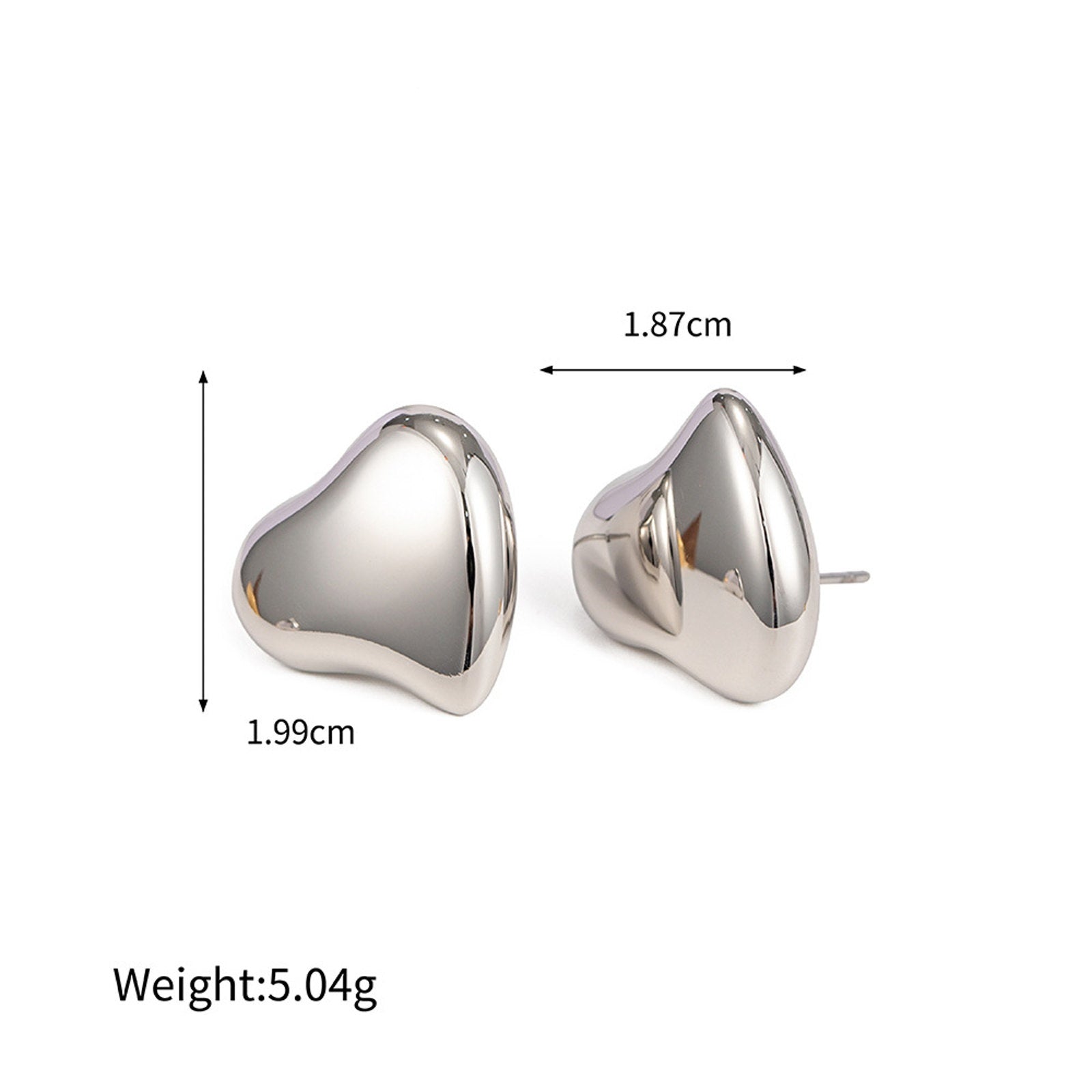 Gold Silver Stud Earrings 14K Gold Plated Heart-shape Stud Earrings with S925 Pin