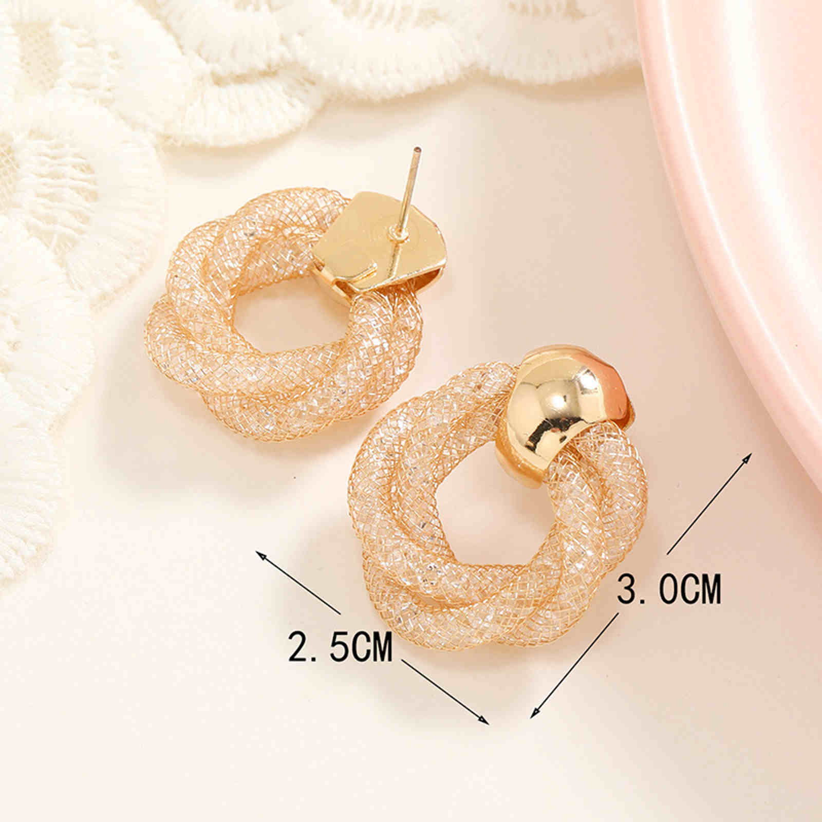 Gold and Silver Crystal Twist Earrings Double Twisted Hoop Earrings with Silver Pin