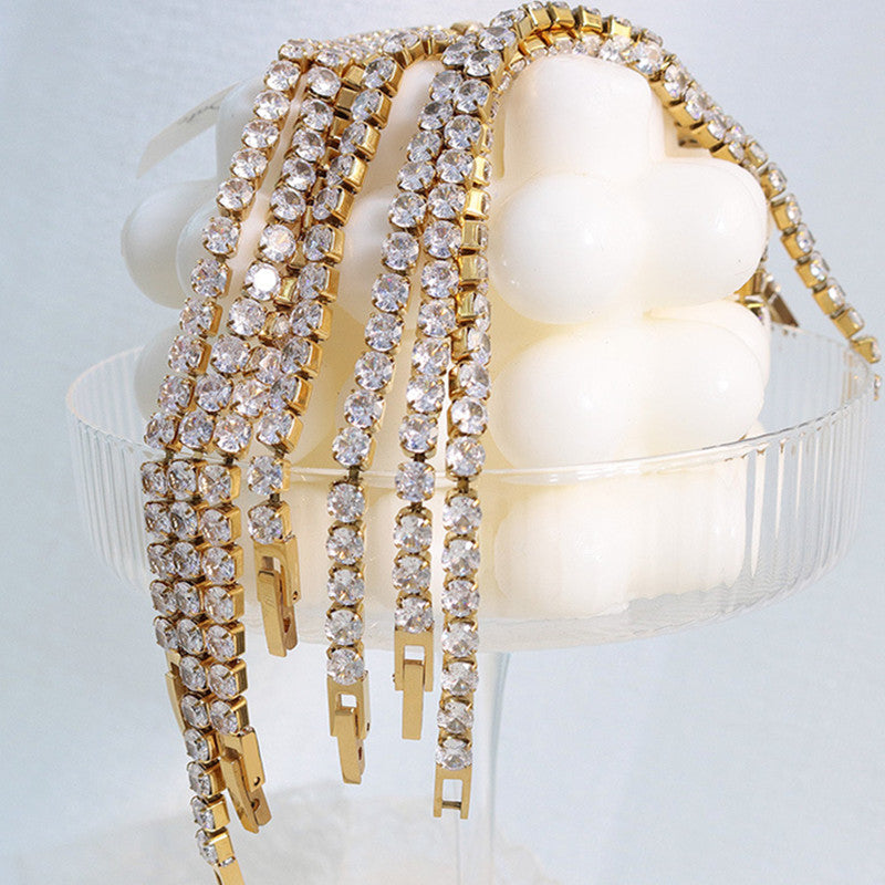 Tennis Bracelet Cubic Titanium Crystal Bracelets In 18K Gold Plated