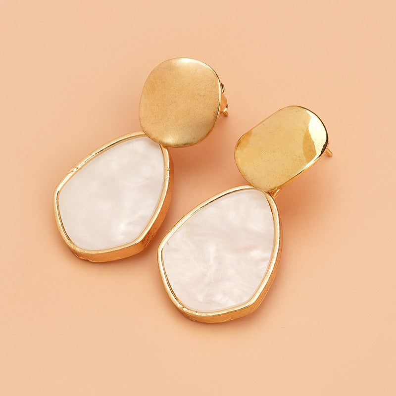 High Luster Natural Mother of Pearl Earrings Gold and Silver Dangle Earrings for Women