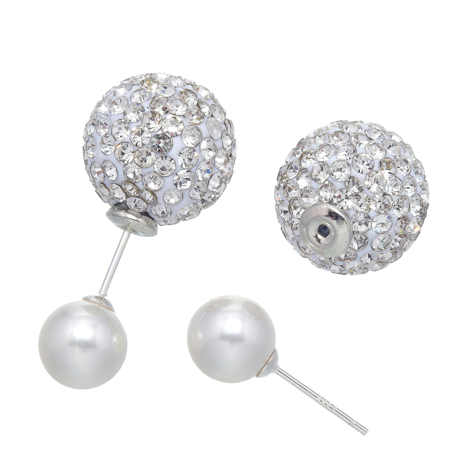 Absolute Holiday Must-Have Earrings Disco Ball Super Shiny Double Sided Earrings with Pearl
