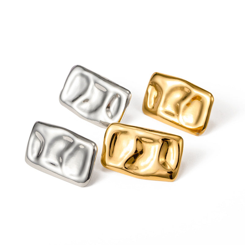 Lightweight Chunky Gold Rectangle Stud Earrings for Women Dainty Stud Earrings Minimalist Geometric Earrings Silver Pin
