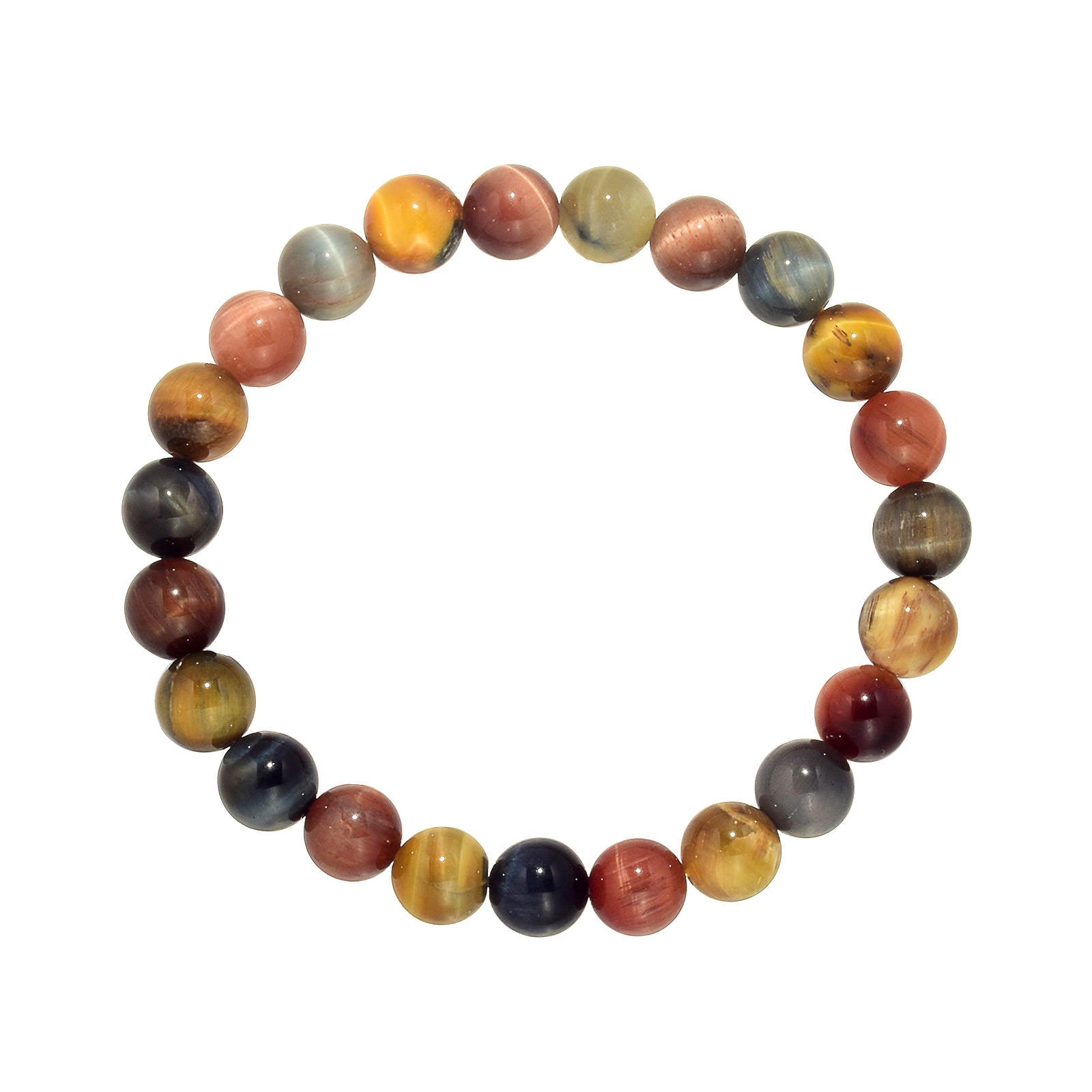Natural Tiger's Eye Stone Bracelet 8-14mm Luxury Bracelet Strong Elastic Rope