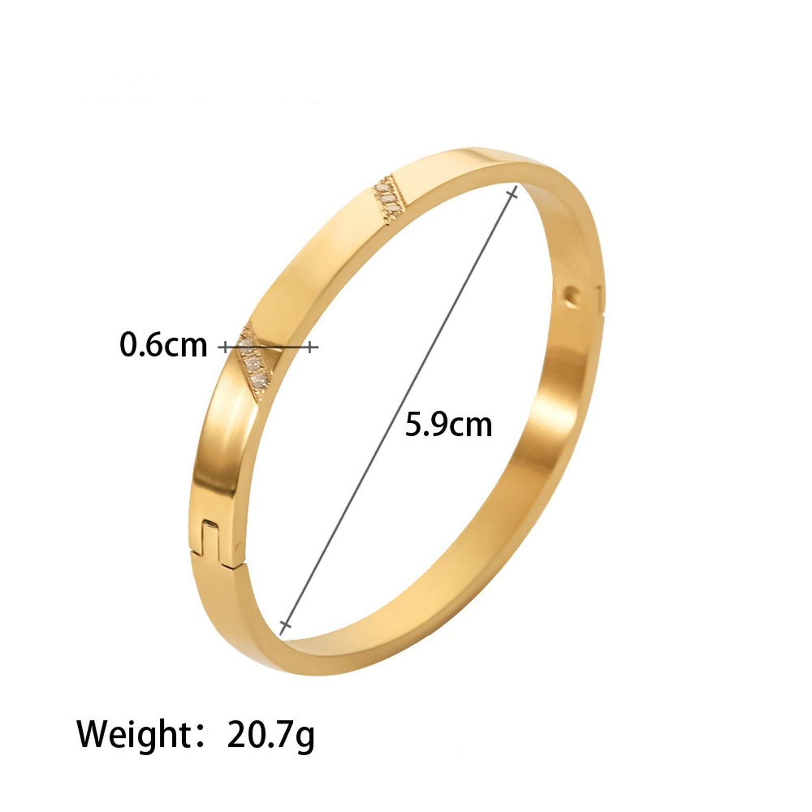 Gold Bangle Bracelets for Women 14K Gold Plated Cubic Zirconia Tennis Bracelets Auto Lock