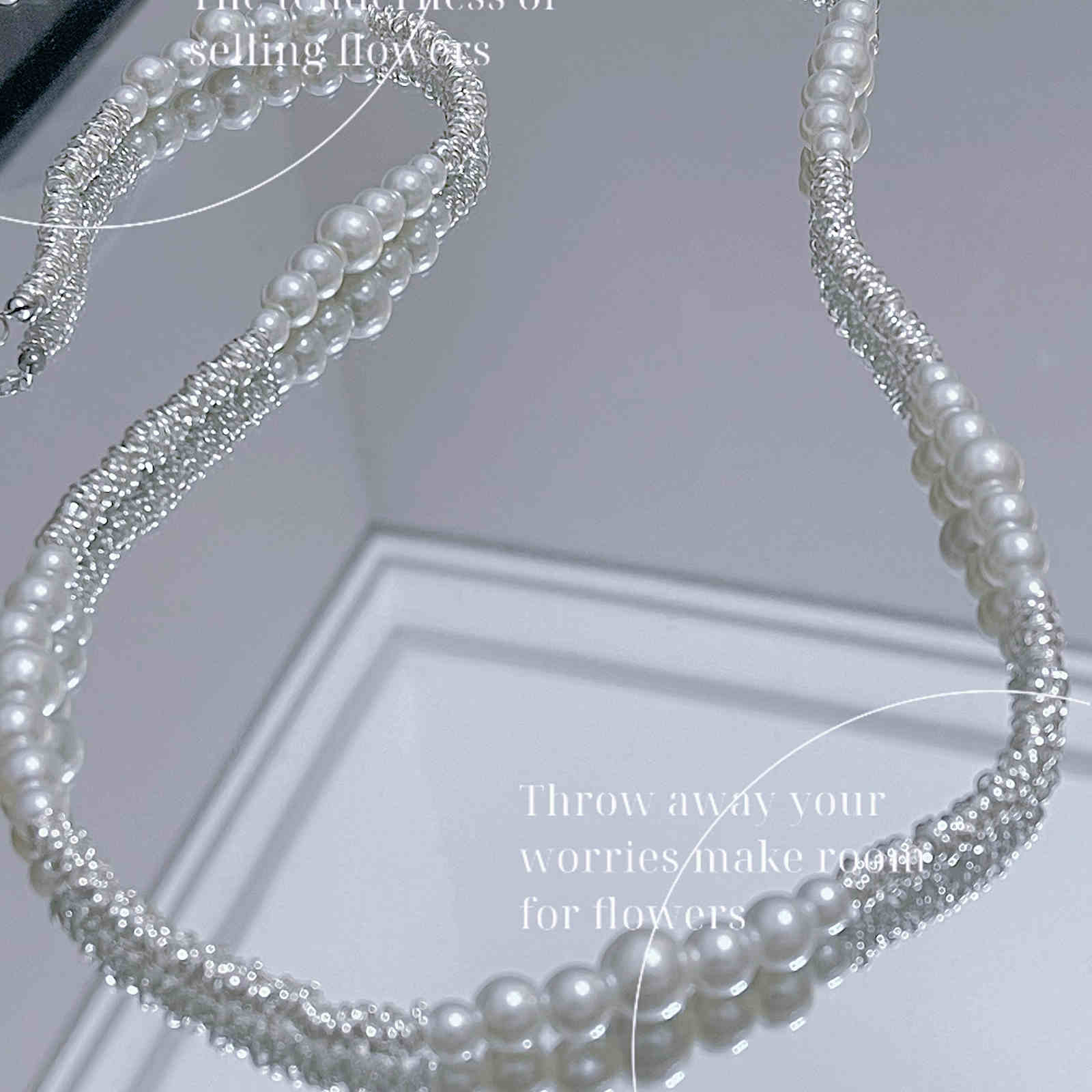 100cm Long Shell Pearl Necklace with Shiny Shattered Silver Design A Lady's Must-Have
