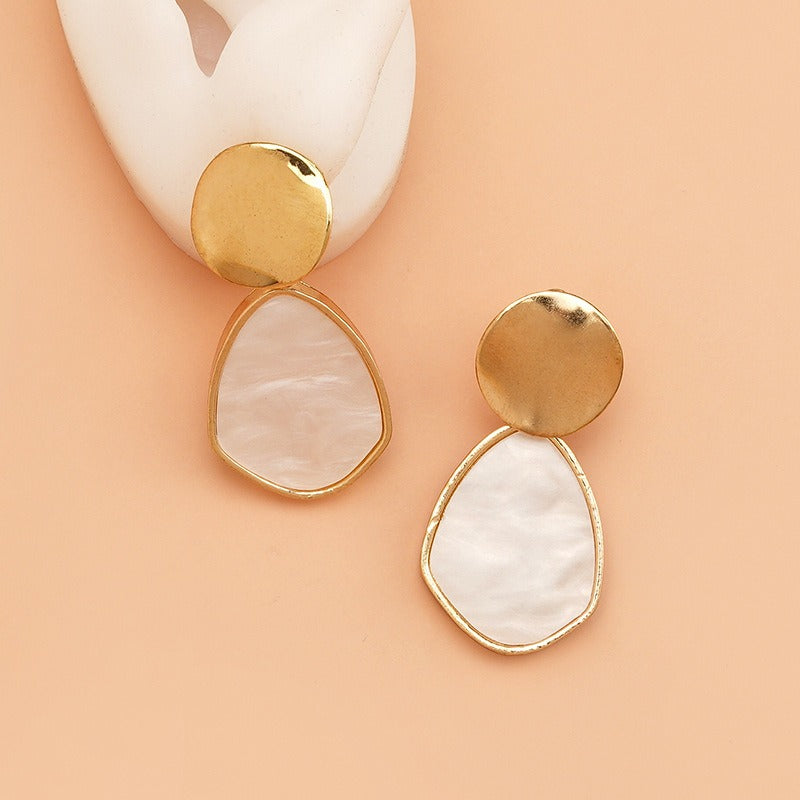 High Luster Natural Mother of Pearl Earrings Gold and Silver Dangle Earrings for Women