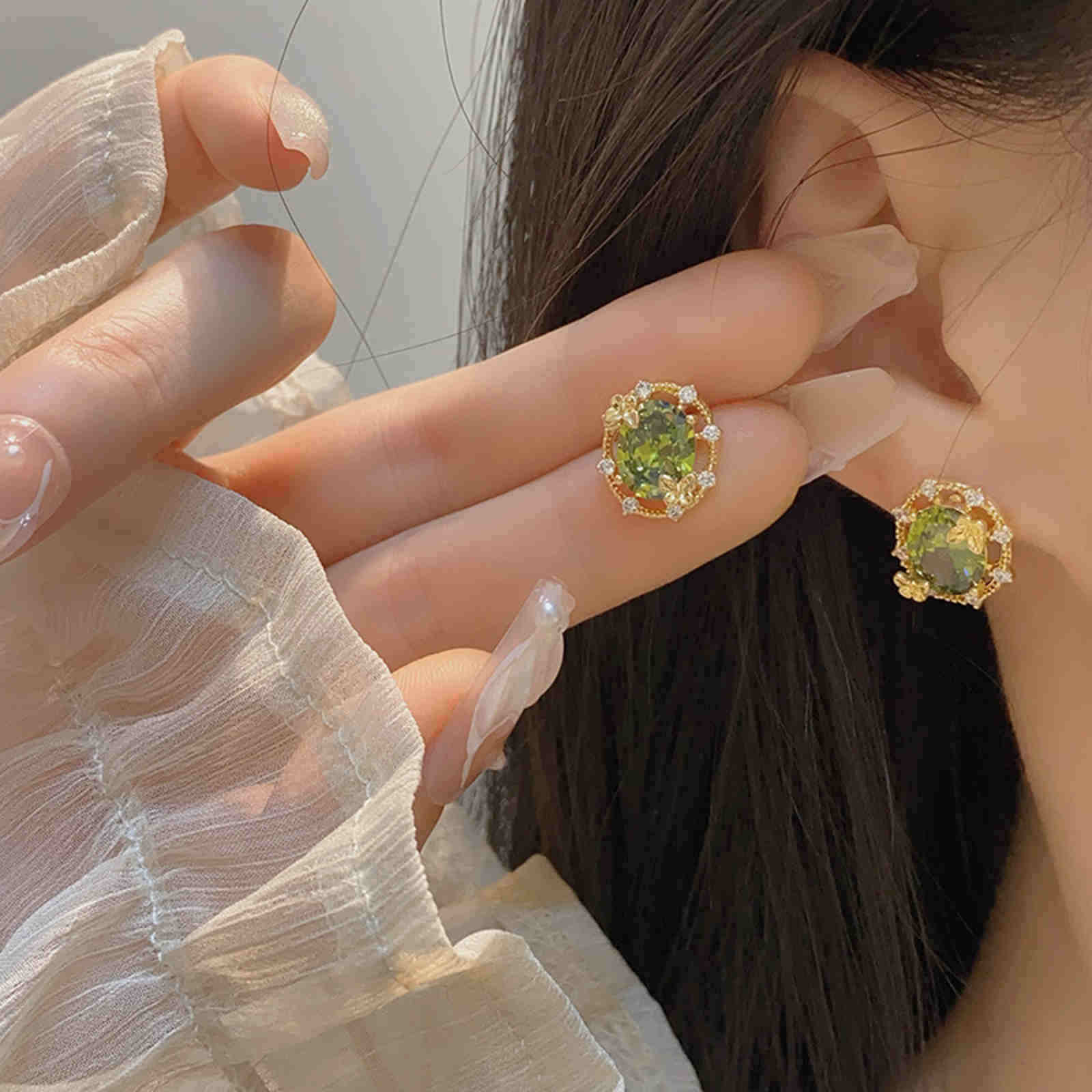 Peridot Stone Jewelry Set Peridot Earrings Bracelet Necklace and Rings Olivine Stone Jewelry